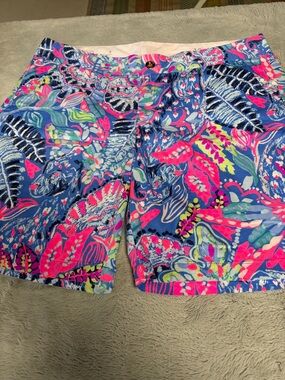 Lilly Pulitzer Blue and Pink Tropical Print Shorts